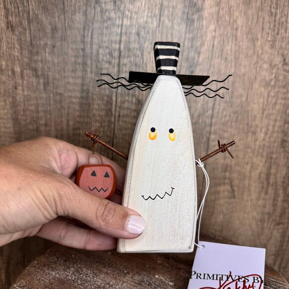 Rustic Halloween Home Decor Sitter Wood Ghost Fall Autumn FAST SHIP NEW - Picture 2 of 9